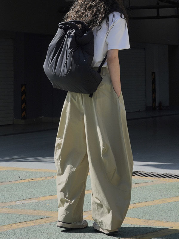 Wide-leg barrel trousers in cotton with curved knee seams