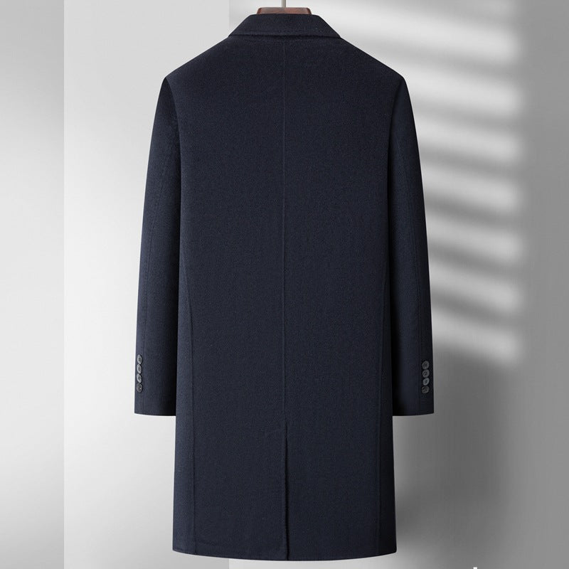 Men's Long Wool Winter Jackett - Stylish and Warm Winter Coat for Men - back view