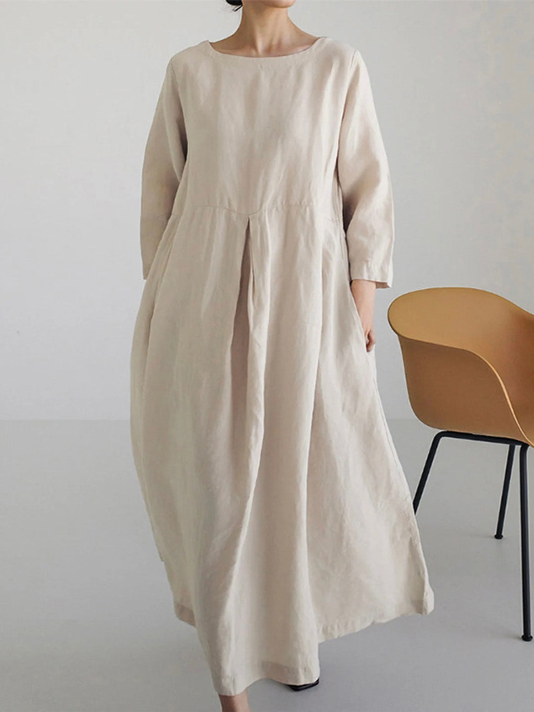 Women's Ivonne Cotton Maxi Dress – Side Pockets Casual – back view