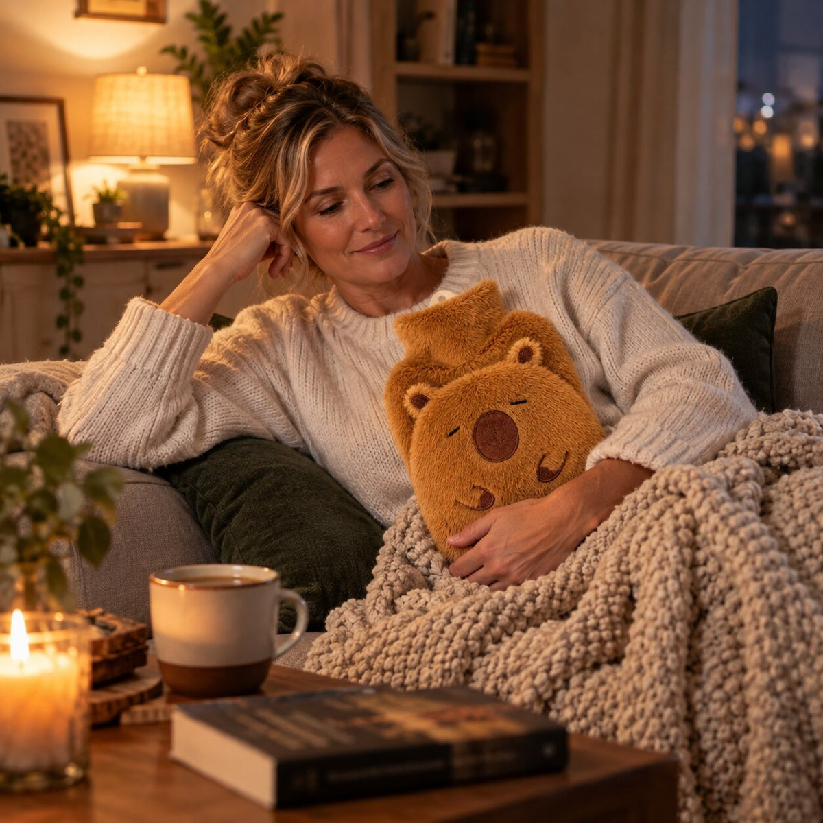 1 litre capybara hot water bottle with a plush cover - view 3