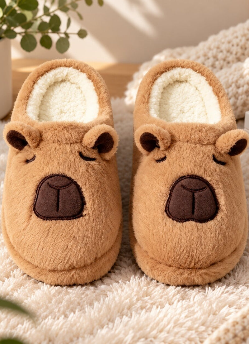 Capybara slippers for women with little ears and a plush lining - view 2