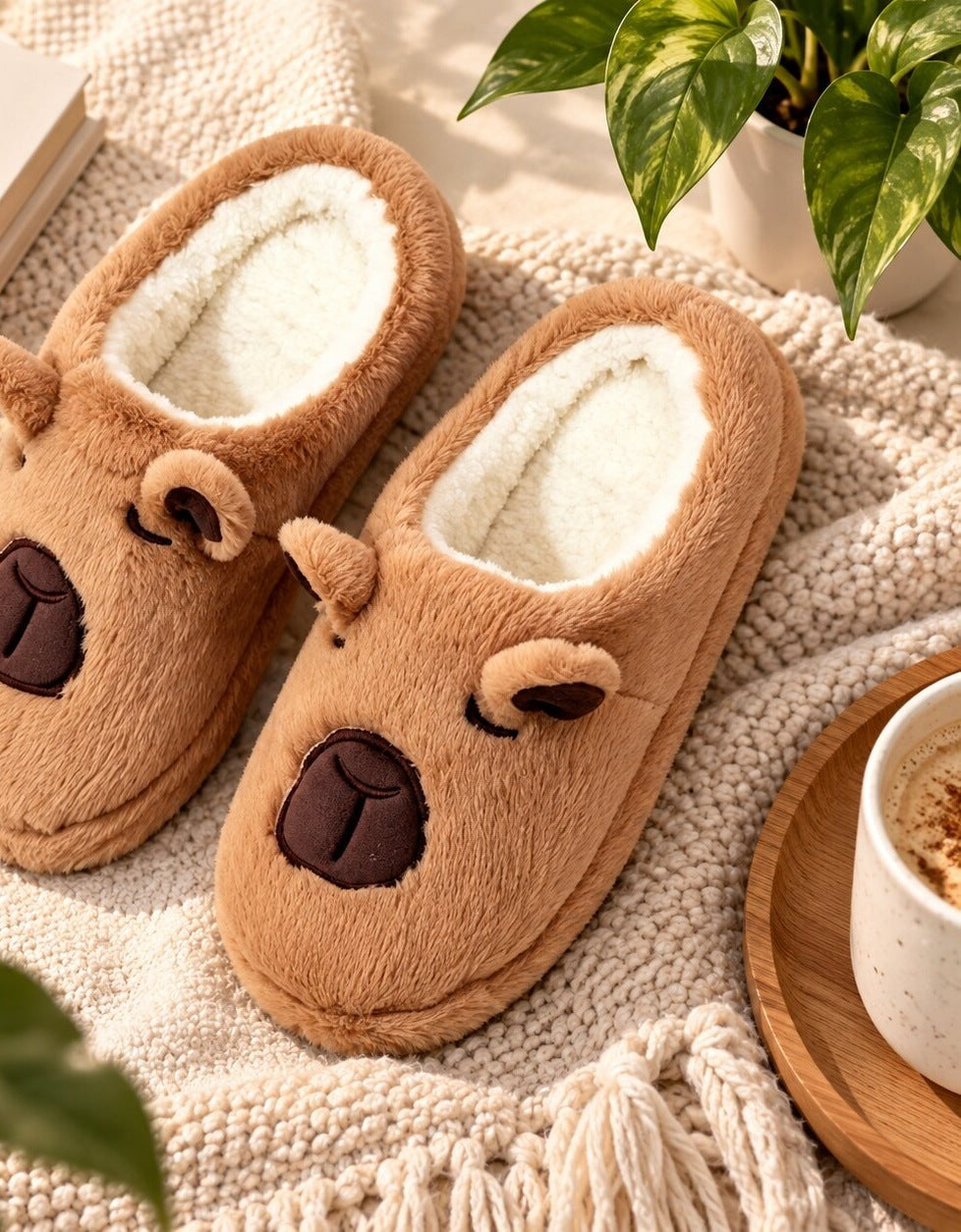 Capybara slippers for women with little ears and a plush lining - view 3