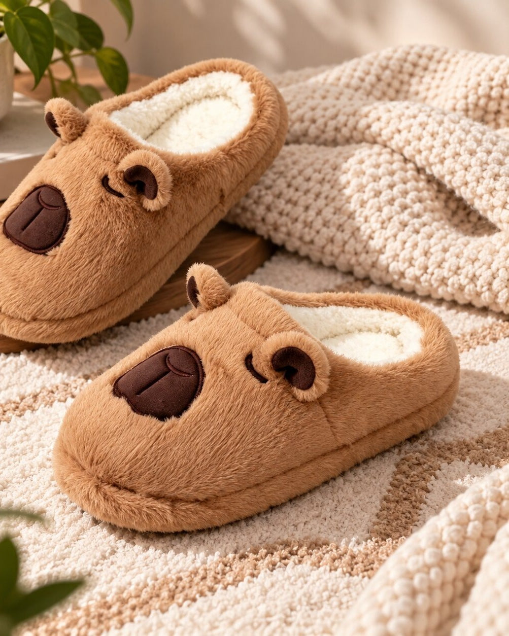 Capybara slippers for women with little ears and a plush lining - view 4