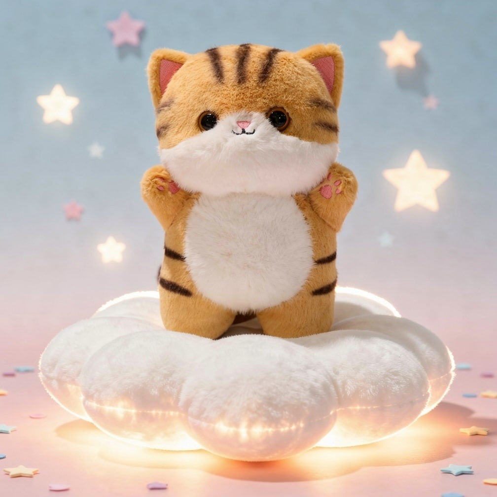 20 cm cat soft toy with big eyes - ginger tabby