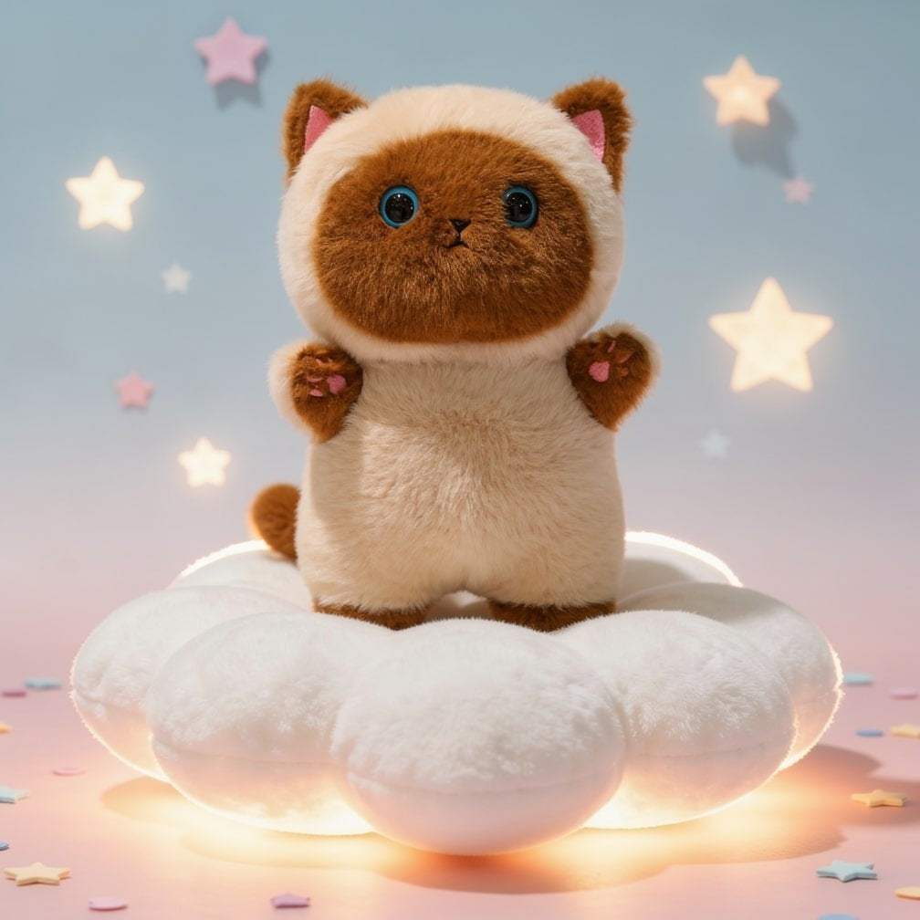 20 cm cat soft toy with big eyes - siamese