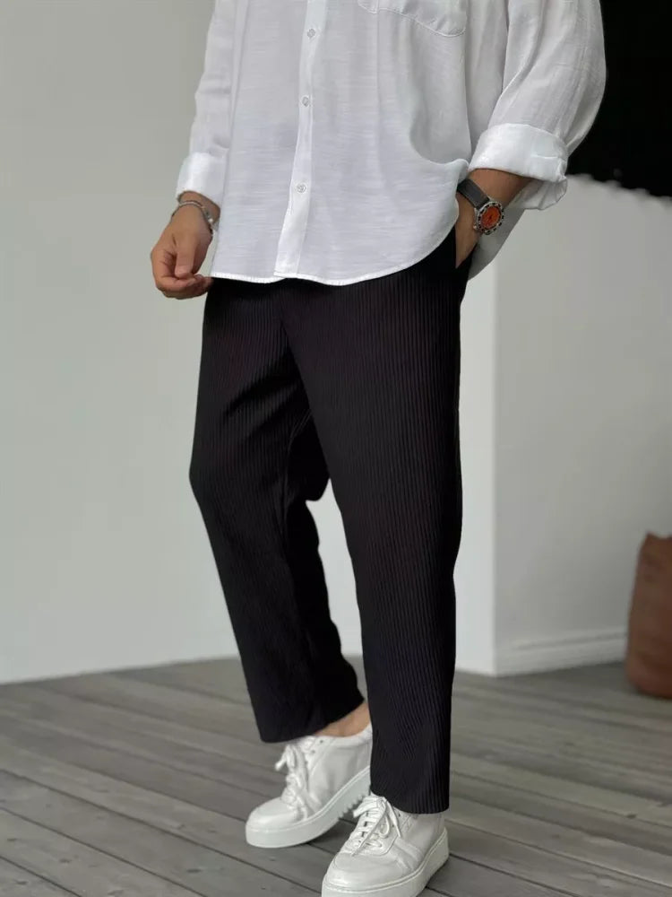 Men's Relaxed Fit Corduroy Trousers - Neutral Tones - side view | SAINT DOR