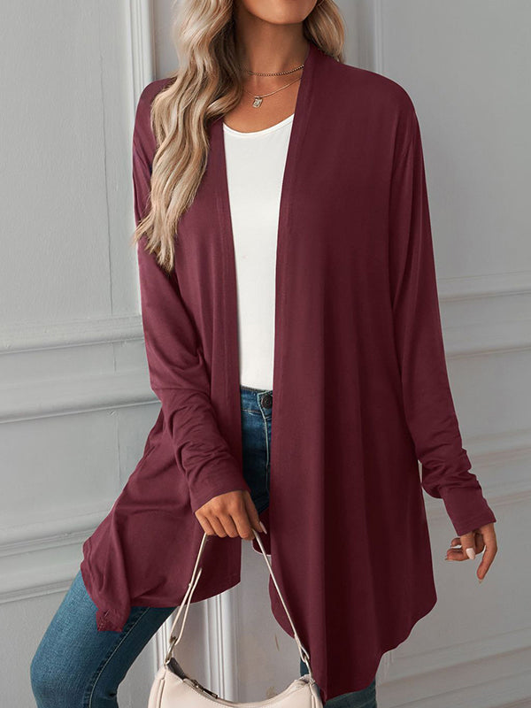 Light waterfall jacket with a draped collar and an open front