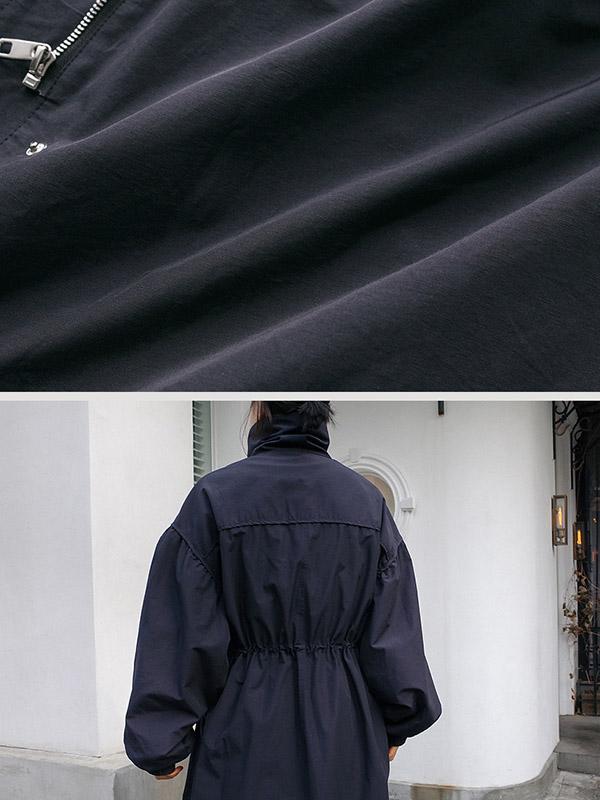 Longline hooded coat with a drawstring waist and deep pockets