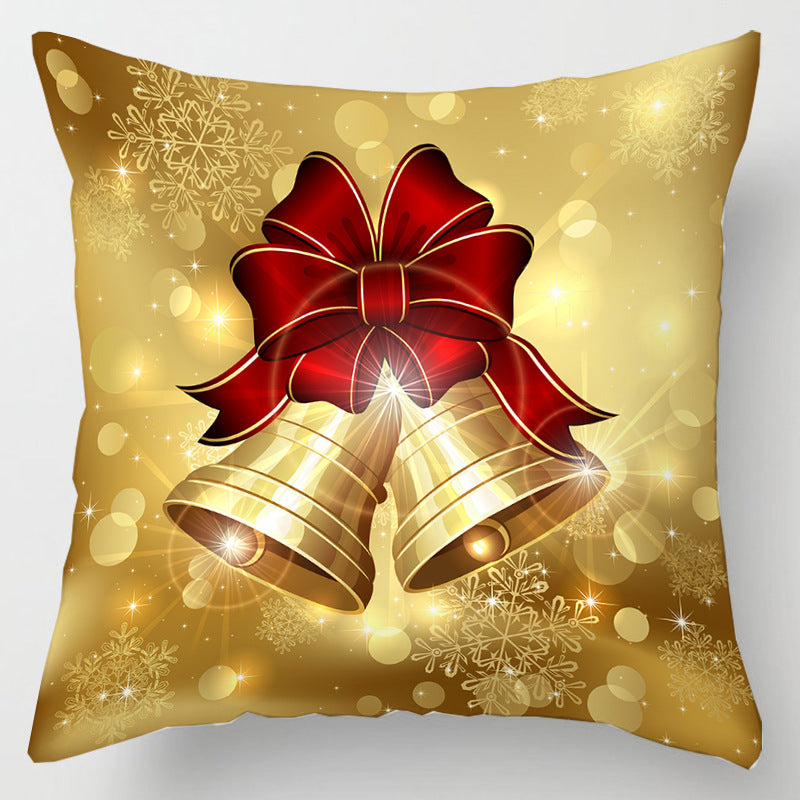 Christmas cushion cover, 45 x 45 cm, with a festive print - gold bells on gold
