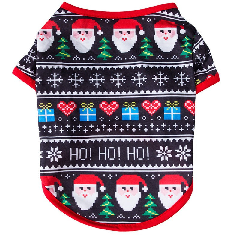 Christmas T-shirt for dogs with short sleeves and an all-over festive print