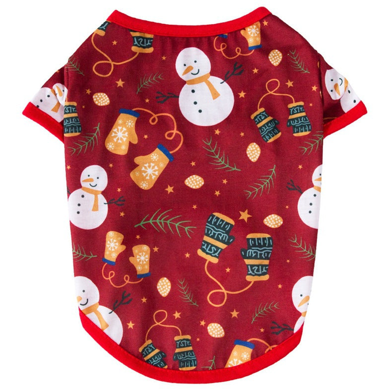 Christmas T-shirt for dogs with short sleeves and an all-over festive print