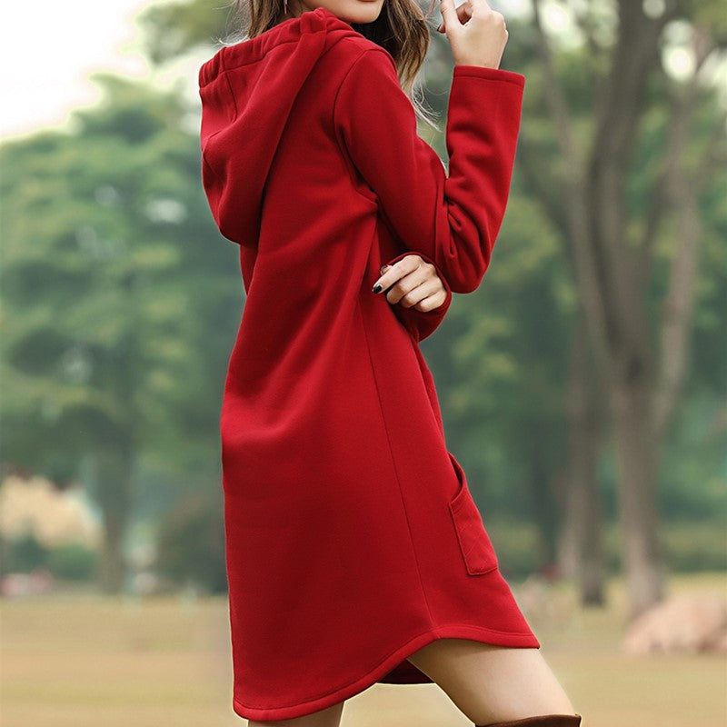Women's Christmas hoodie dress with Father Christmas print and hood