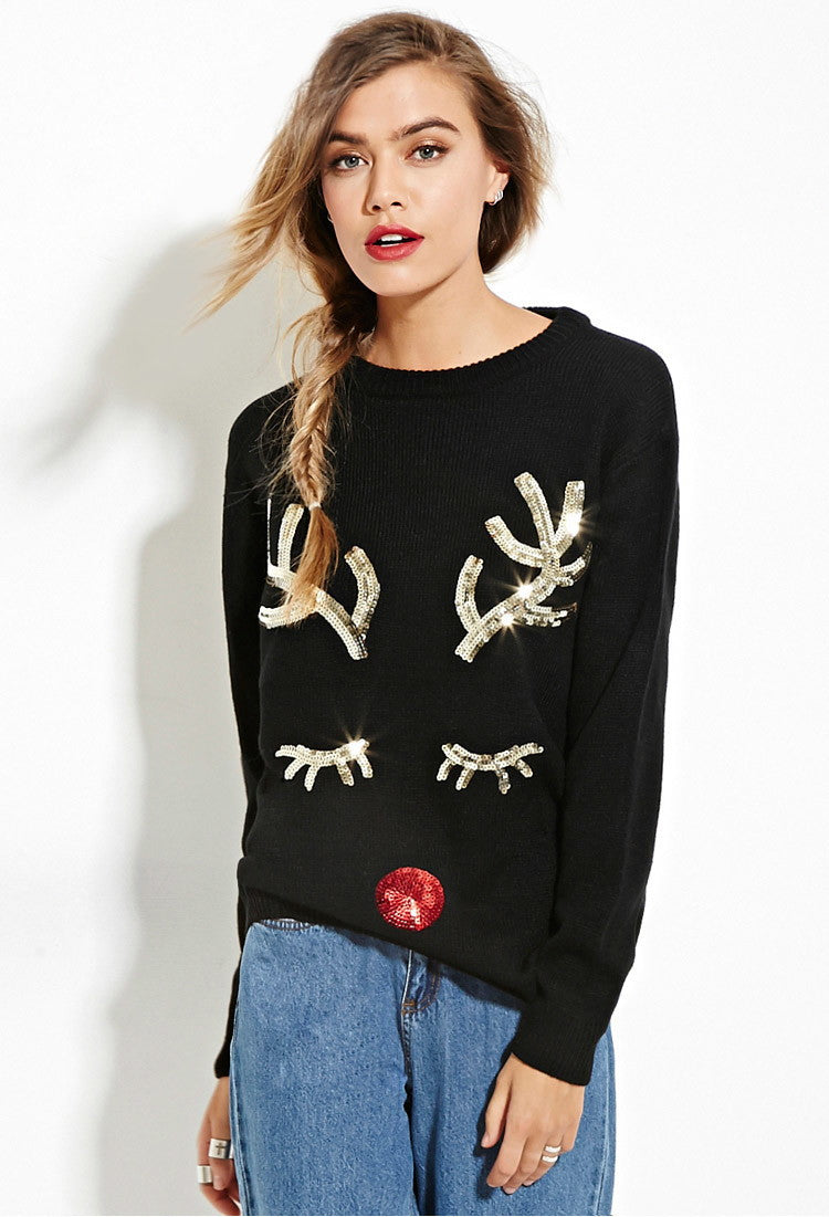 Women's knitted Christmas jumper with a snowman or sequin design