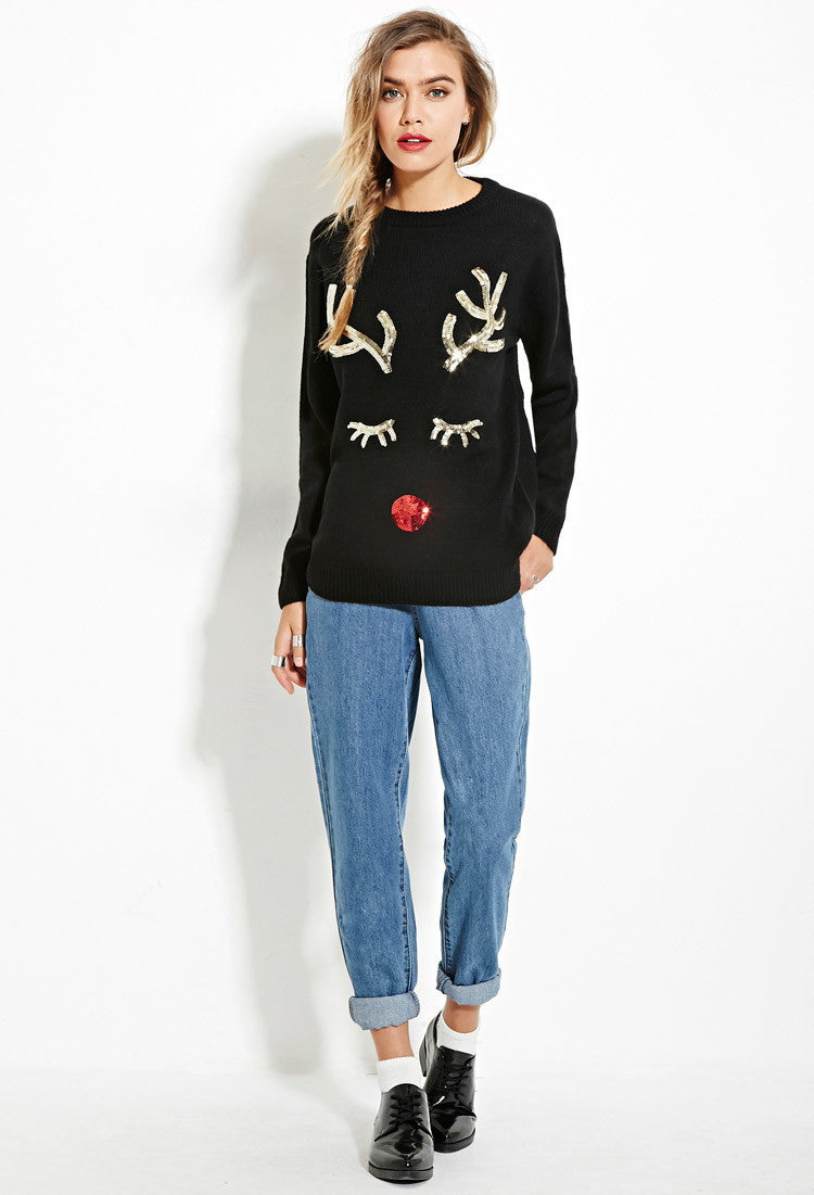 Women's knitted Christmas jumper with a snowman or sequin design