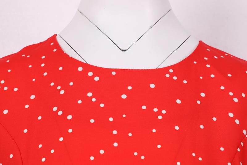 Women's short-sleeved Christmas swing dress with a Christmas village print