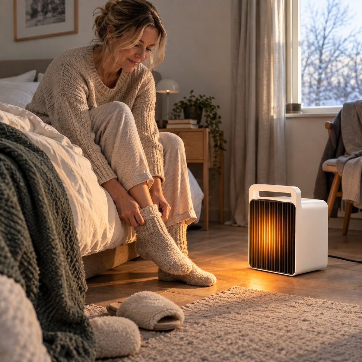 Compact 600 W ceramic heater with a carry handle - view 3