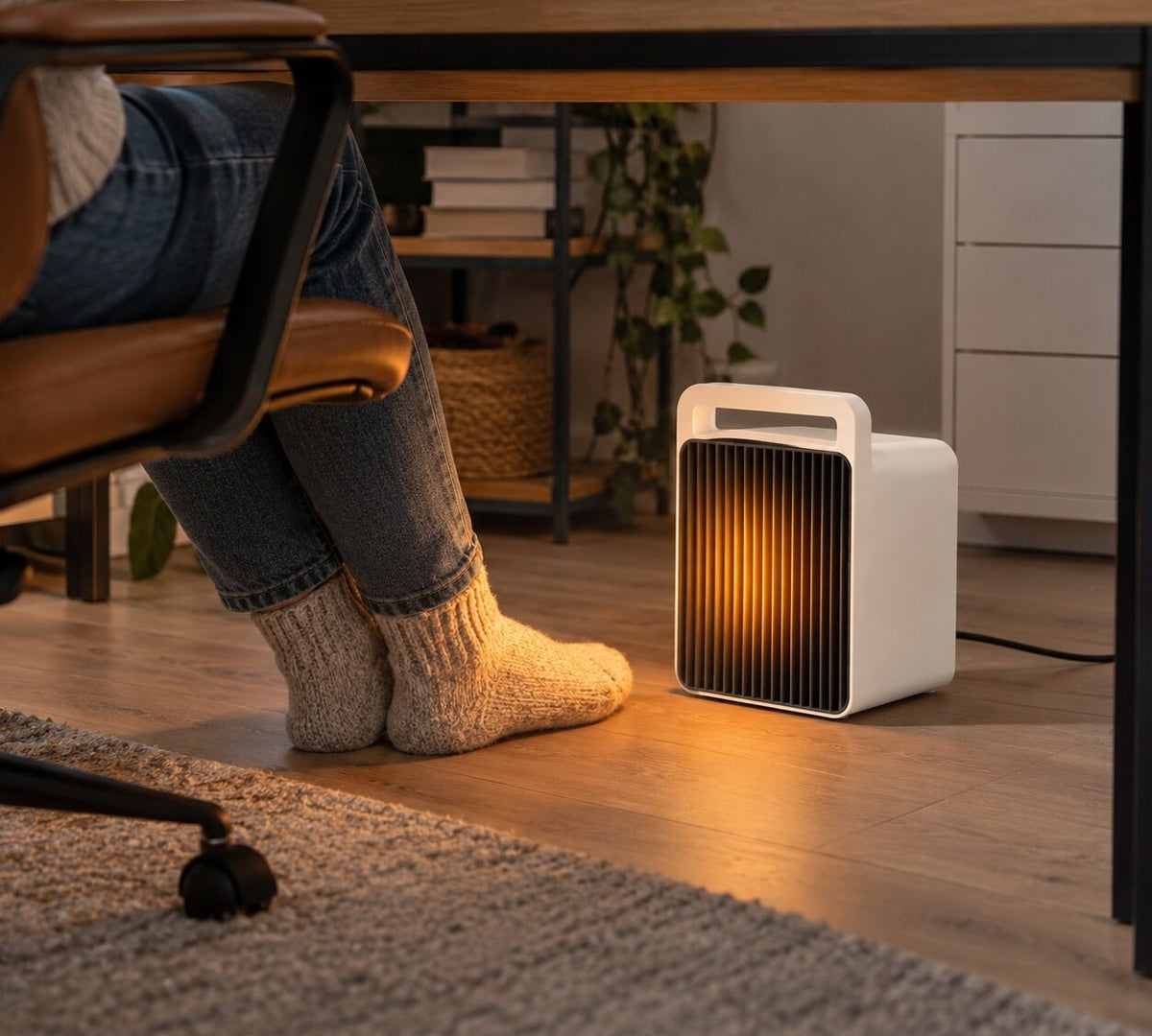 Compact 600 W ceramic heater with a carry handle - view 4