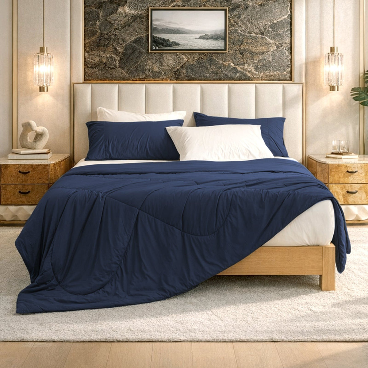 Light cooling duvet without a cover on a bed - view 2