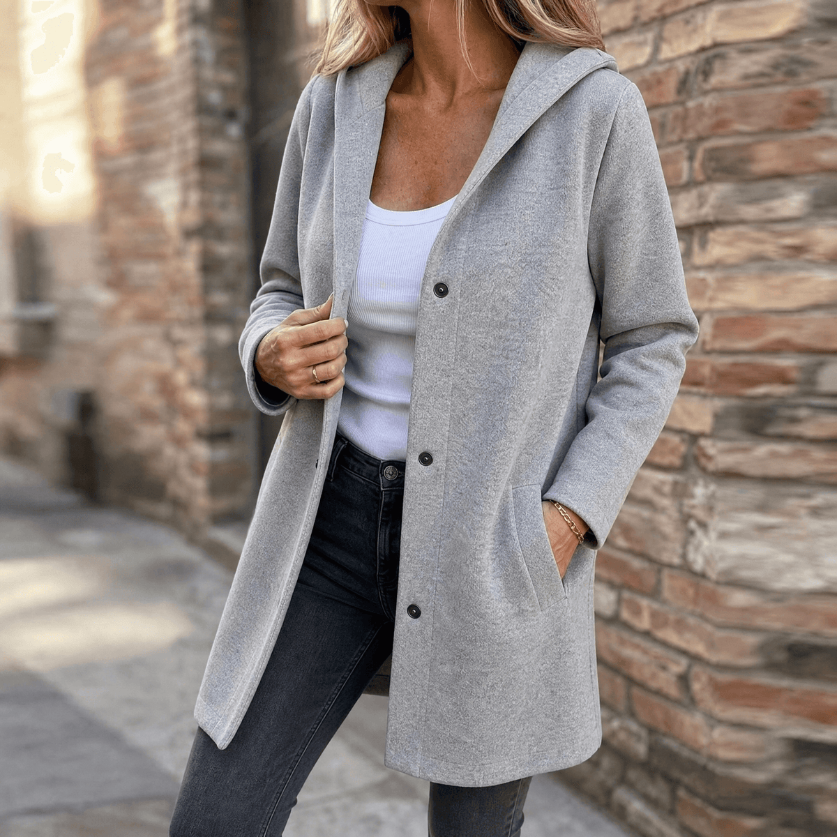 Women's hooded cardigan jacket in Grey