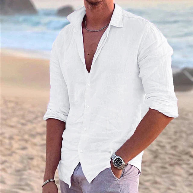 Men's elegant linen shirt - SAINT DOR - view 6