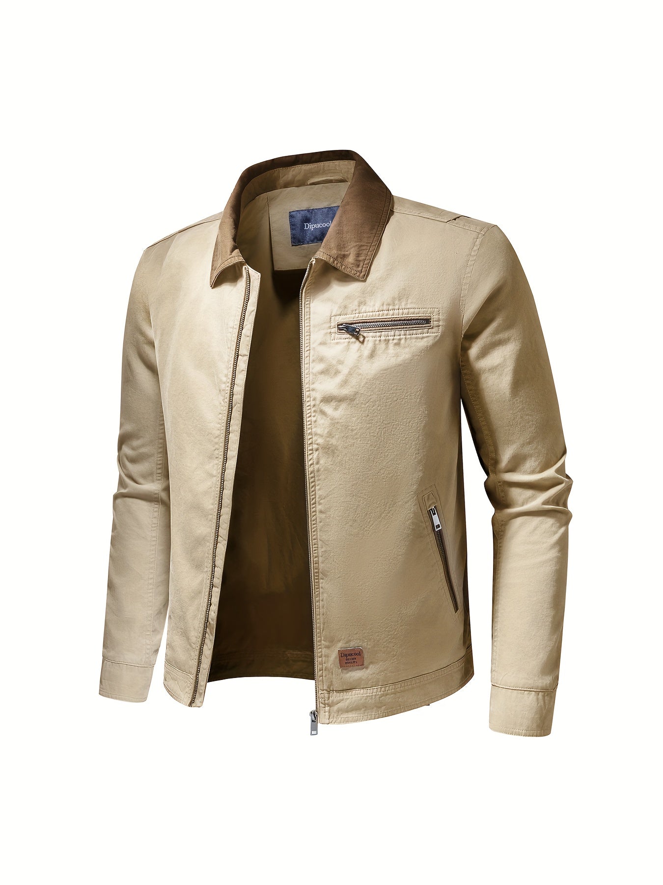 Men's Open Collar Leather Jacket with Chest Pocket – Saint Dor UK – flat lay