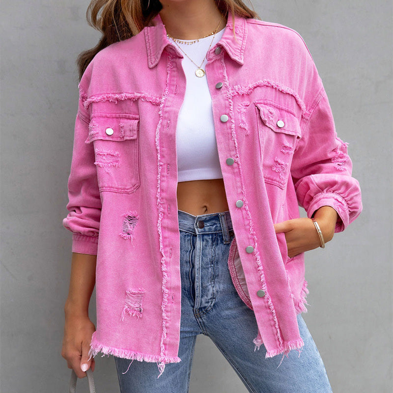 Women's Denim Jacket in Pink