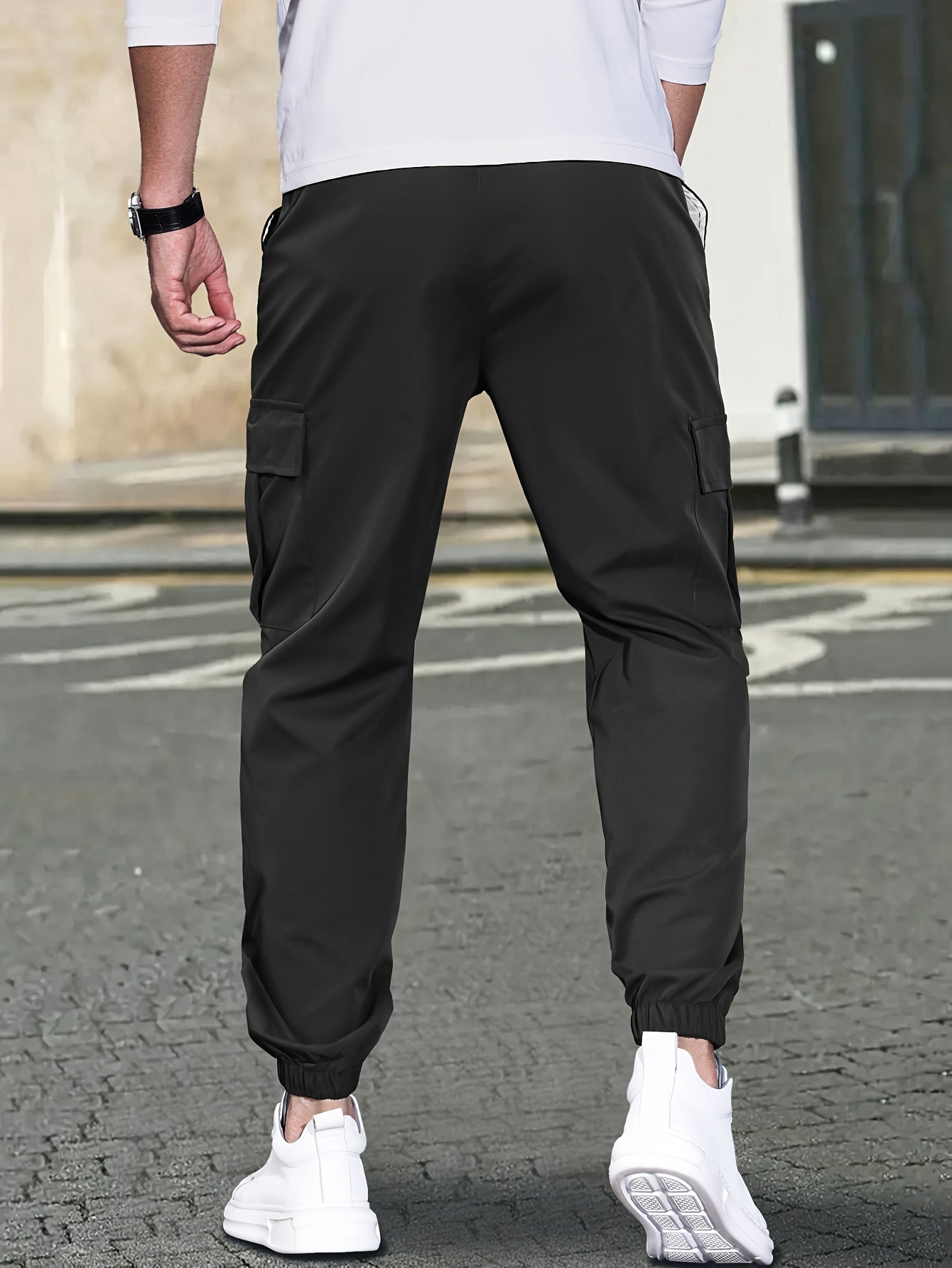 Men's Slim Fit Cargo Trousers - Extended Sizes - product view | SAINT DOR