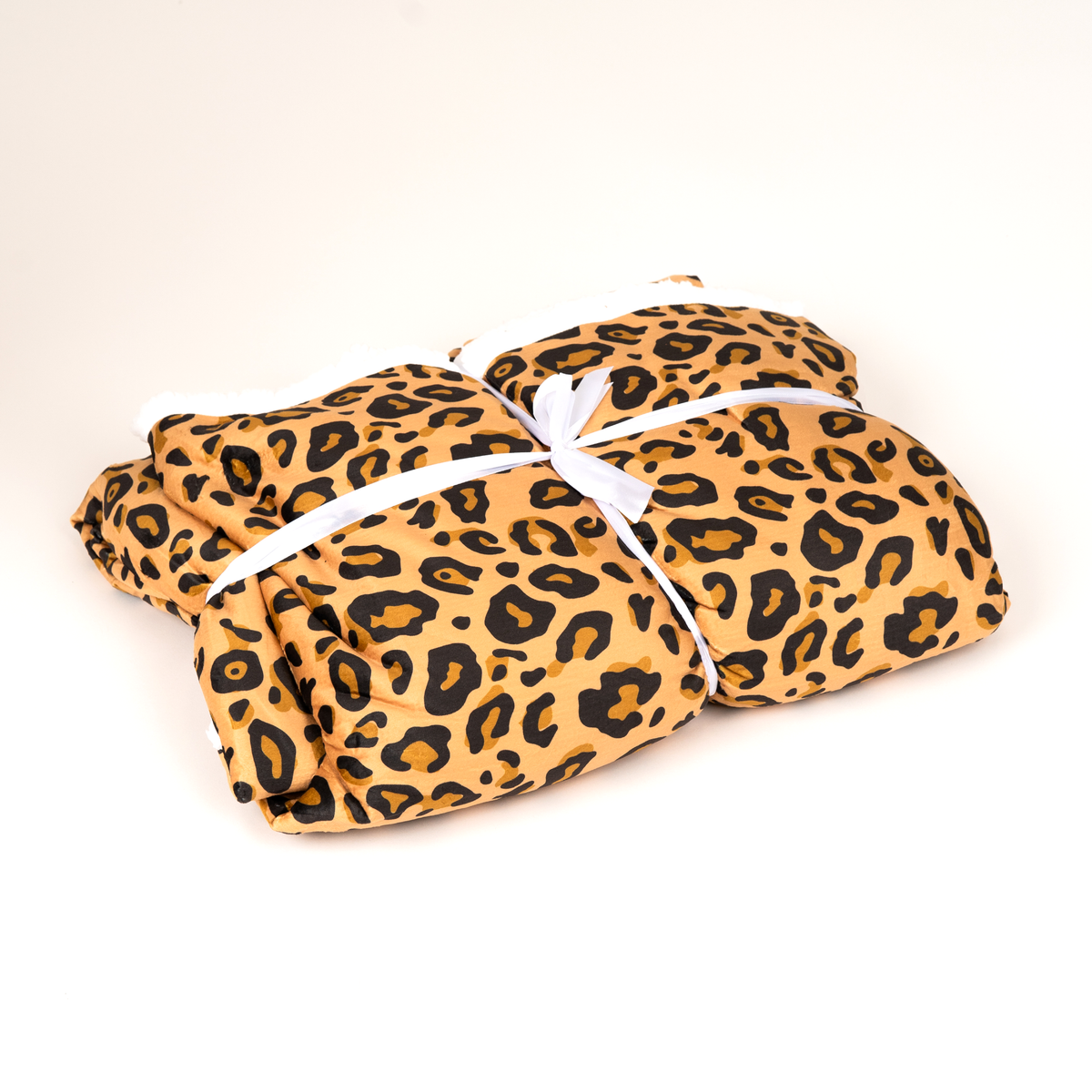 Leopard Print Blanket with Sleeves and a Sherpa Lining