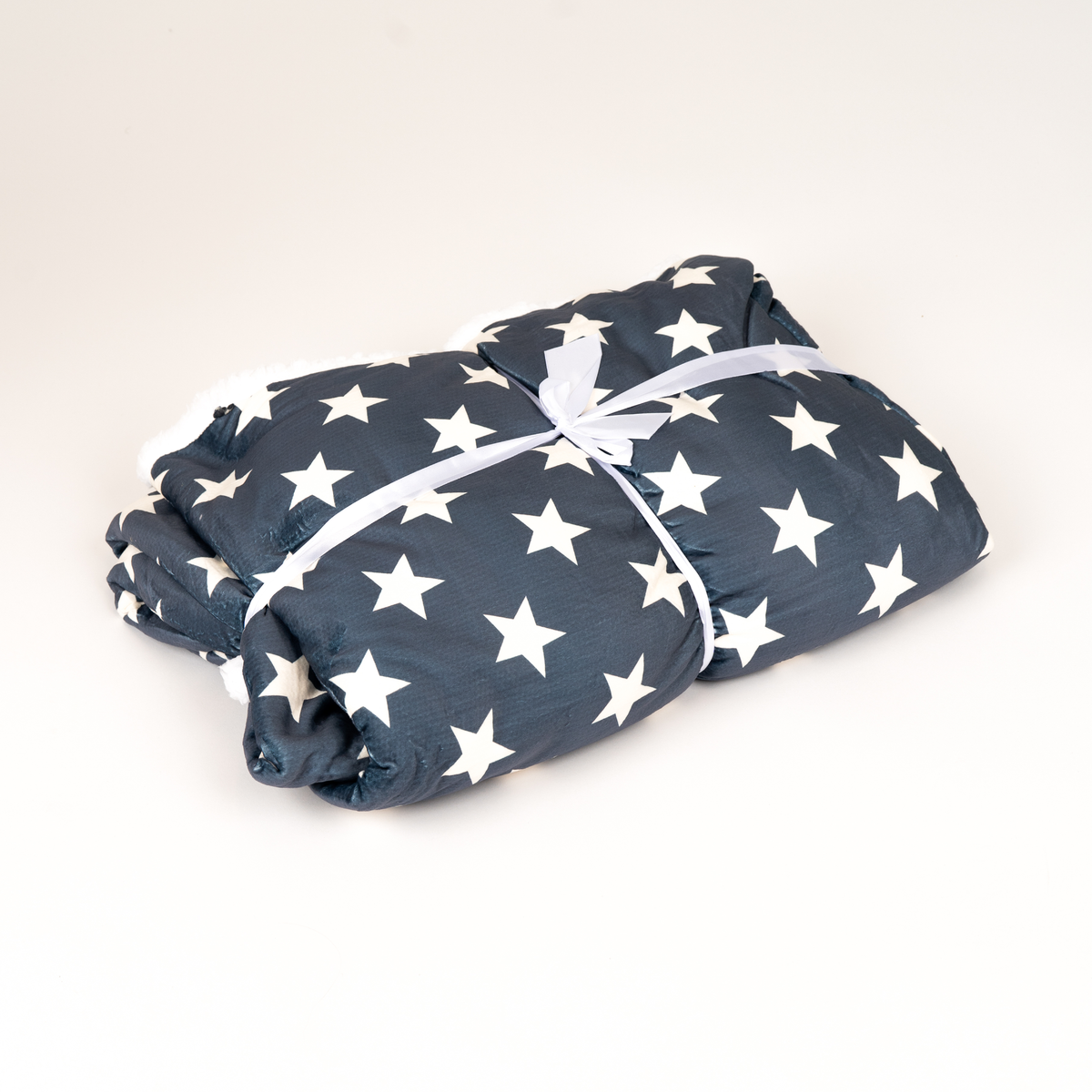Slate Blue Star Print Blanket with Sleeves and Sherpa