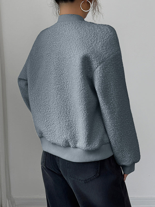 Soft bouclé bomber jacket with a ribbed collar, cuffs and hem