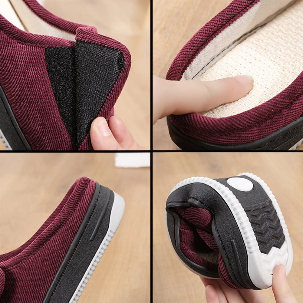 Diabetic slippers in corduroy with touch fastening and an open toe - view 6