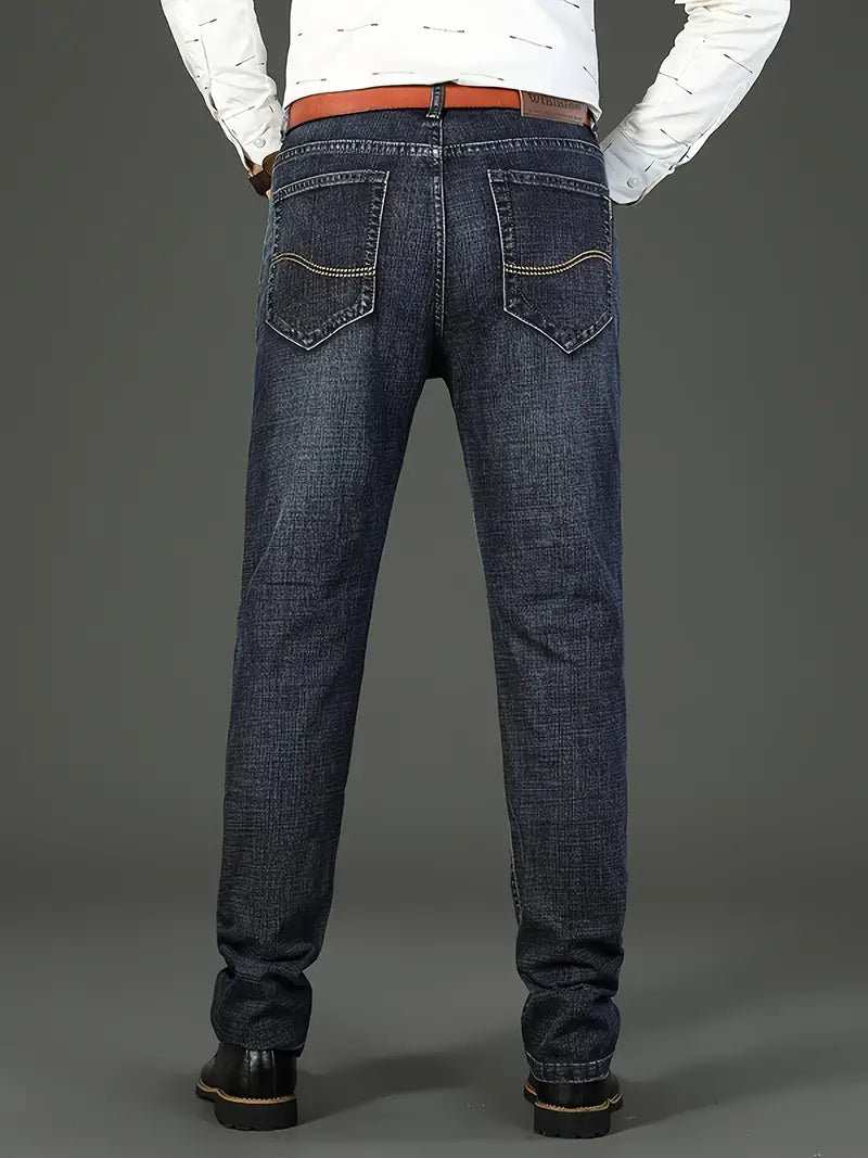 Men's Slim Fit Denim Jeans - Blue and Black - product view | SAINT DOR