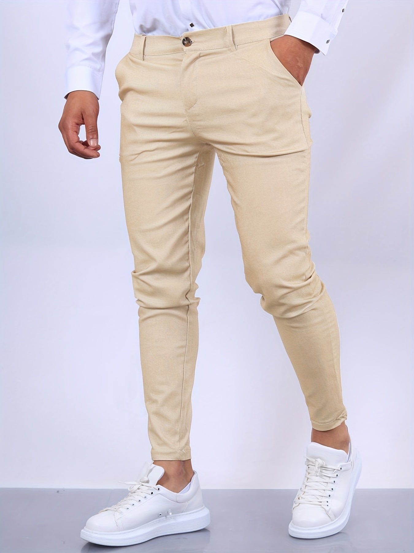 Men's Slim Fit Stretch Chino Trousers - side view | SAINT DOR