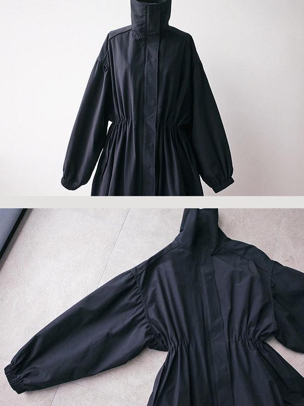 Longline hooded coat with a drawstring waist and deep pockets