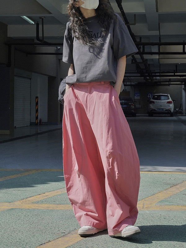 Wide-leg barrel trousers in cotton with curved knee seams