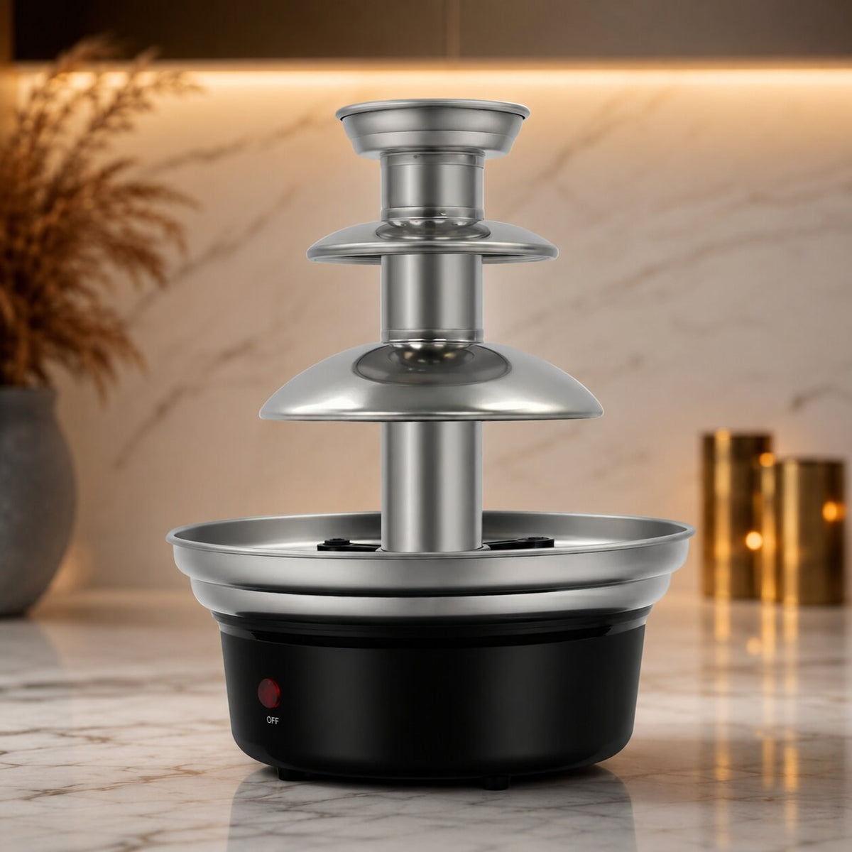 Electric chocolate fountain with 3 tiers and a tray with compartments - view 3