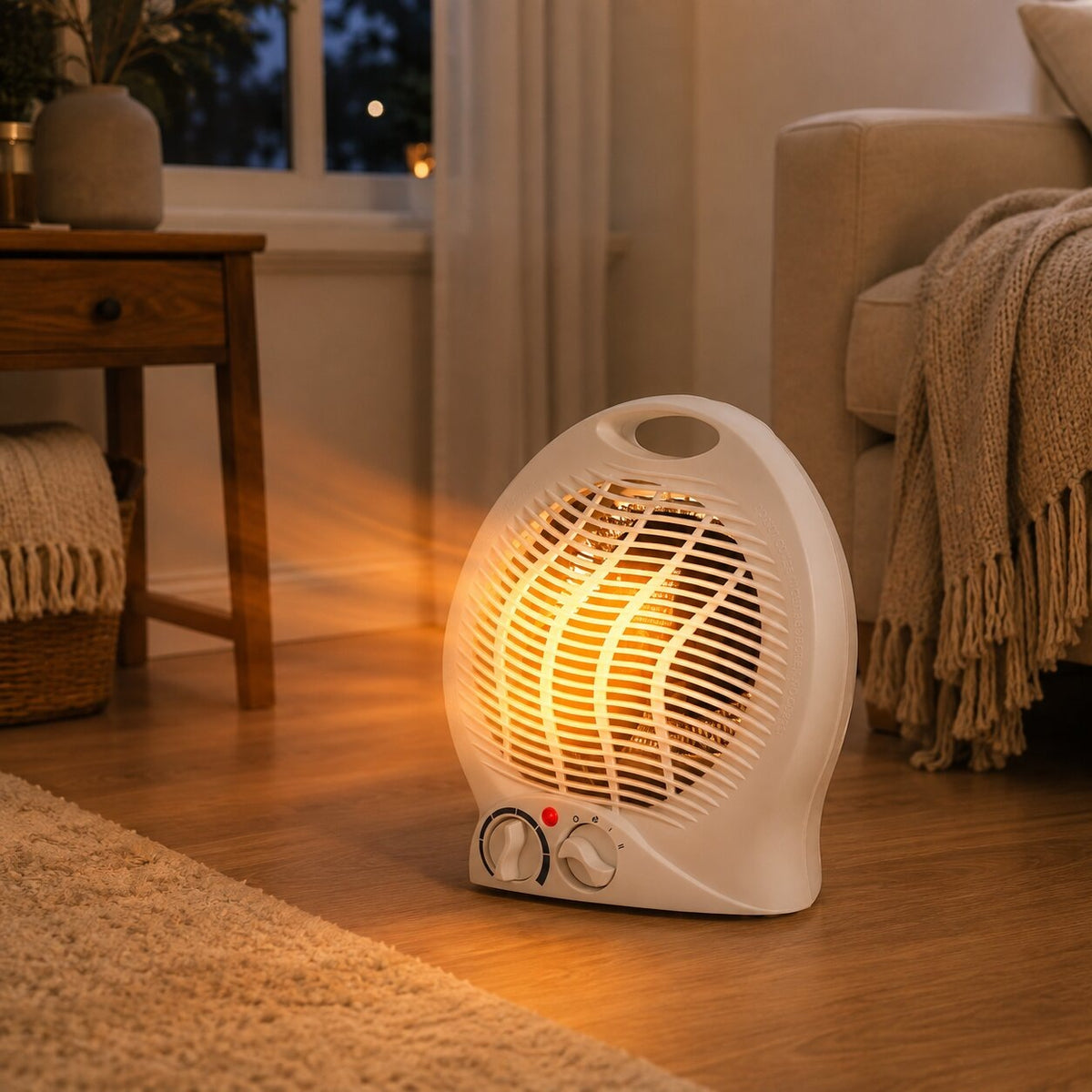 2000 W electric fan heater with two dials and a carry handle - view 2