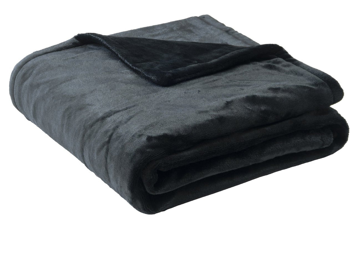 Electric heated throw of 160 x 120 cm in double-sided fleece - anthracite