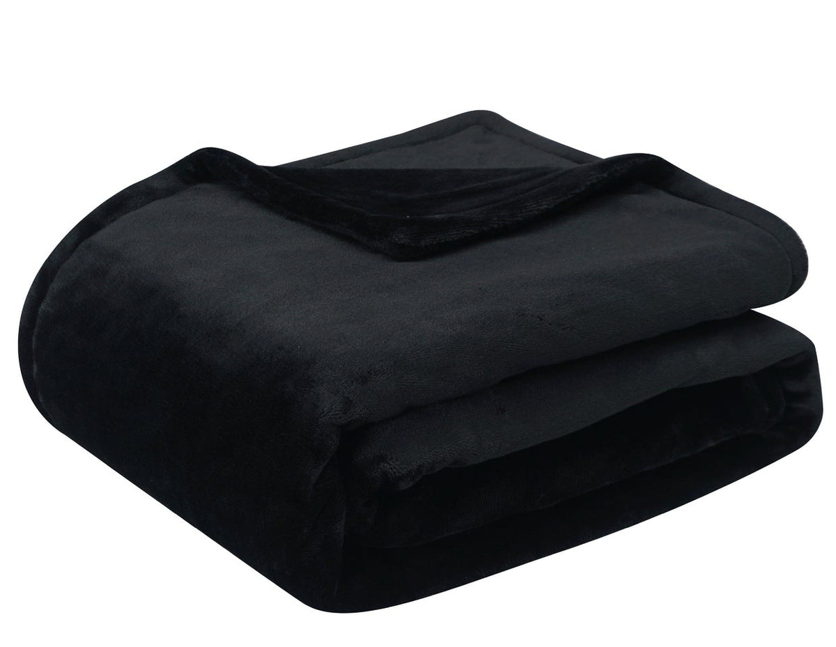 Electric heated throw of 160 x 120 cm in double-sided fleece - black