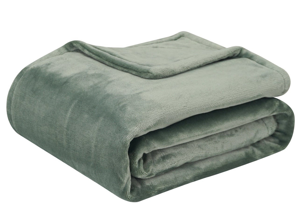 Electric heated throw of 160 x 120 cm in double-sided fleece - sage green