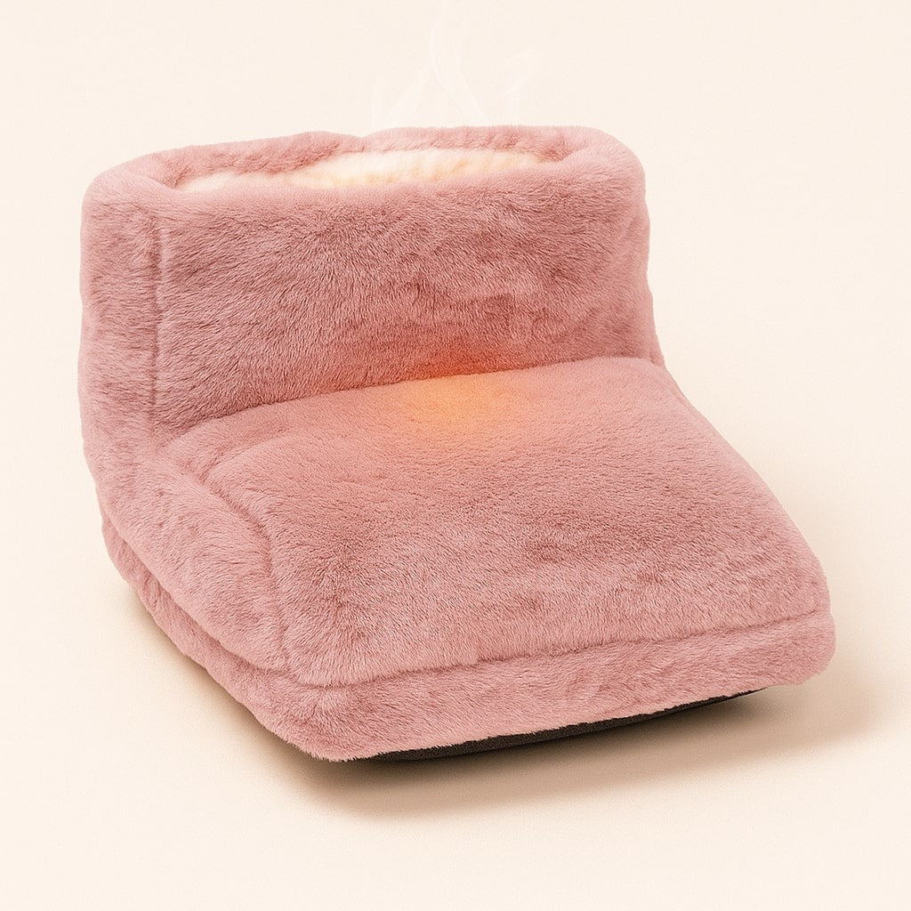 Electric plush foot warmer with USB cable - pink