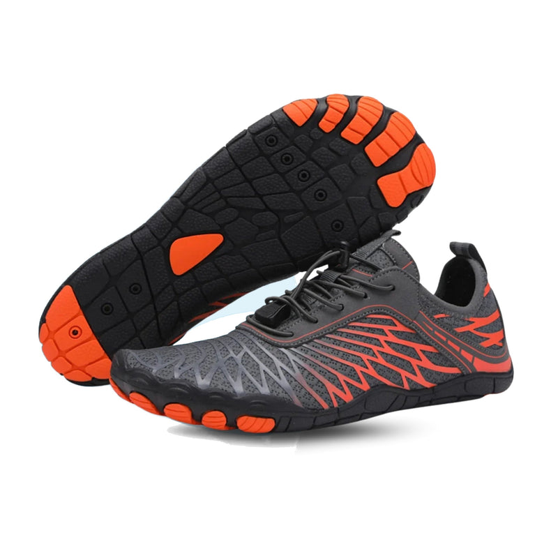 Ergonomic barefoot trainers with a wide toe box and quick laces
