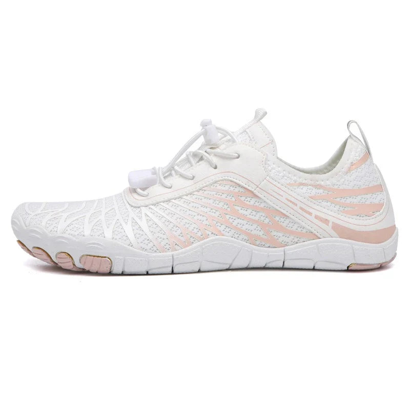 Ergonomic barefoot trainers with a wide toe box and quick laces