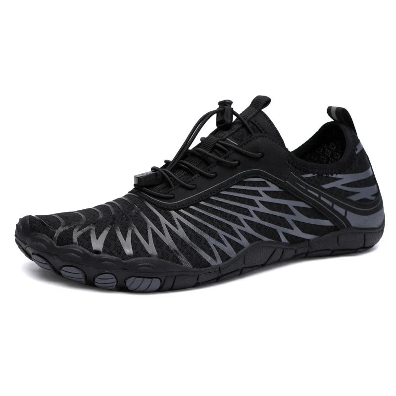 Ergonomic barefoot trainers with a wide toe box and quick laces