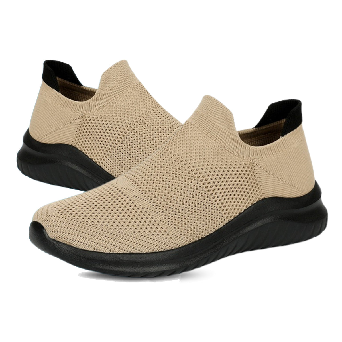 Ergonomic knit slip-on trainers with a thick sole