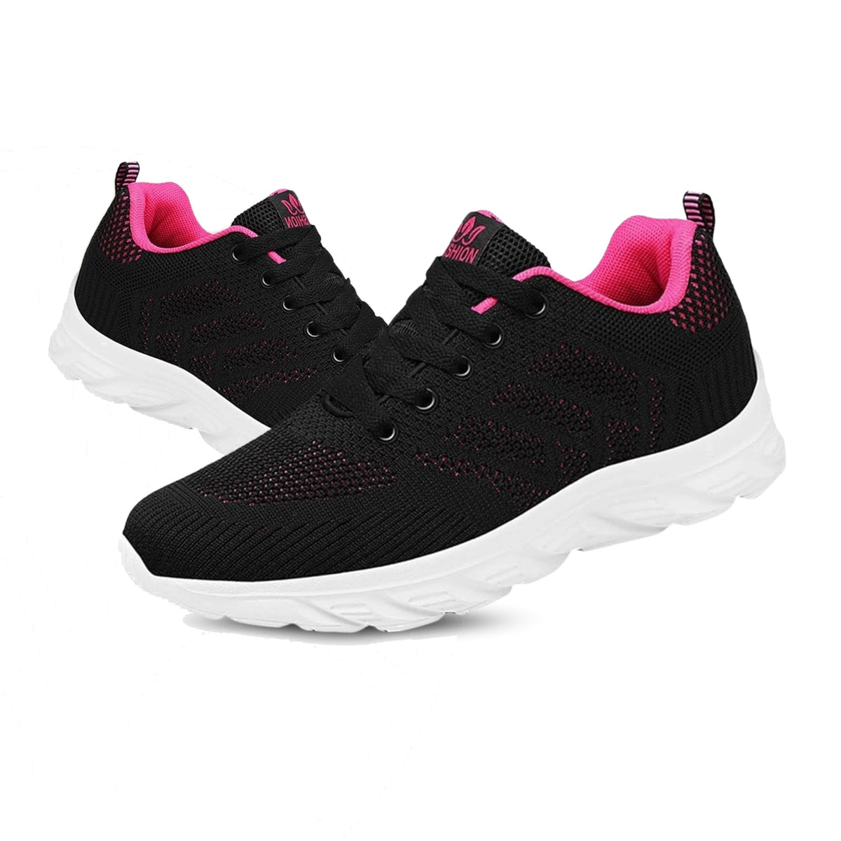 Women's ergonomic lace-up trainers with a knitted upper and chunky sole
