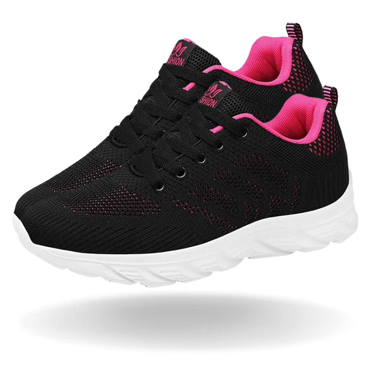 Women's ergonomic lace-up trainers with a knitted upper and chunky sole