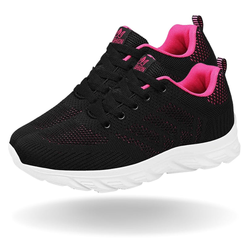 Women's ergonomic lace-up trainers with a knitted upper and chunky sole