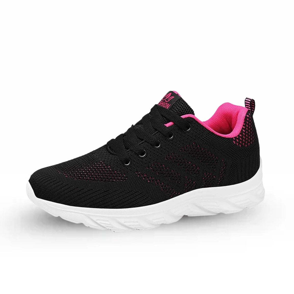 Women's ergonomic lace-up trainers with a knitted upper and chunky sole