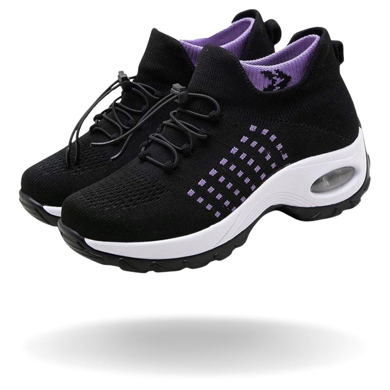 Women's ergonomic slip-on trainers with a sock collar and toggle laces
